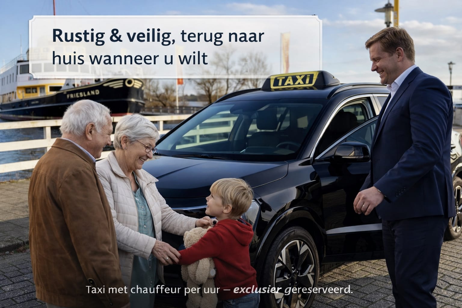 Uurservice voor ouderen en familiebezoek – taxi met vaste chauffeur | Den Taxi Ouderen op familiebezoek met taxi met chauffeur per uur – Den Taxi wacht en rijdt wanneer u terug wilt