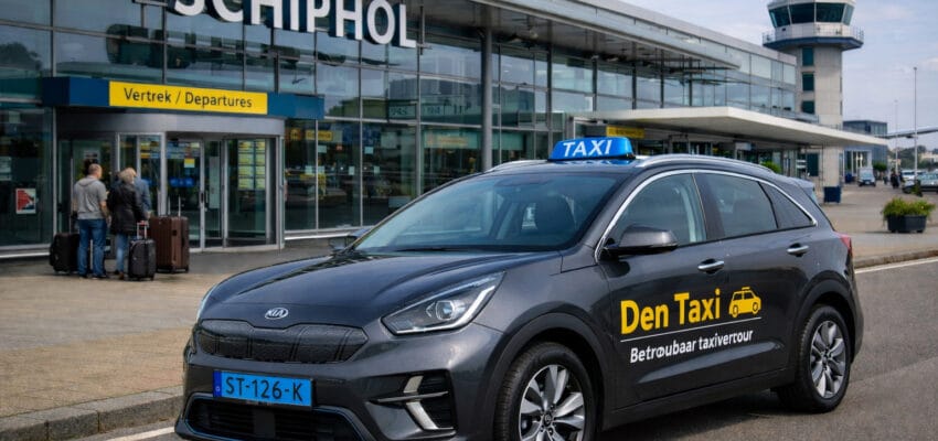 Private Schiphol Airport taxi with fixed price from West-Friesland by Den Taxi